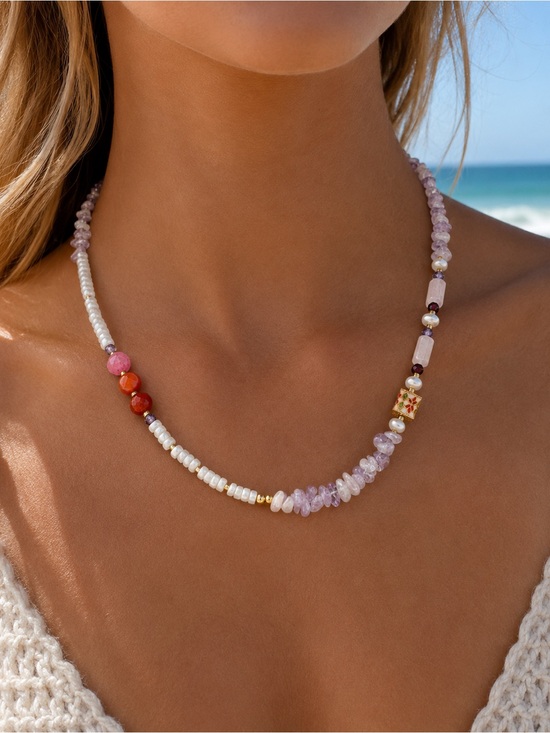 Venus and Vulcan Jewelry - Blush Gemstone Necklace #EN19